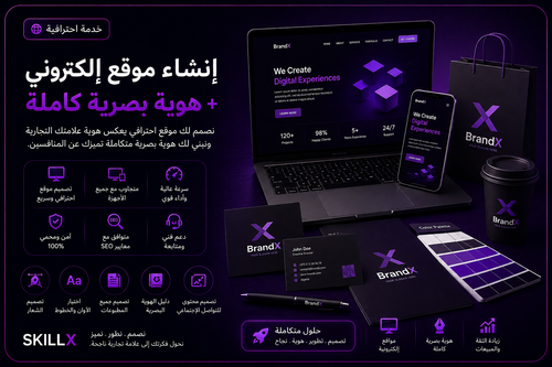 انشاء موقع الكتروني + هوية بصرية كاملة لمشروعك
